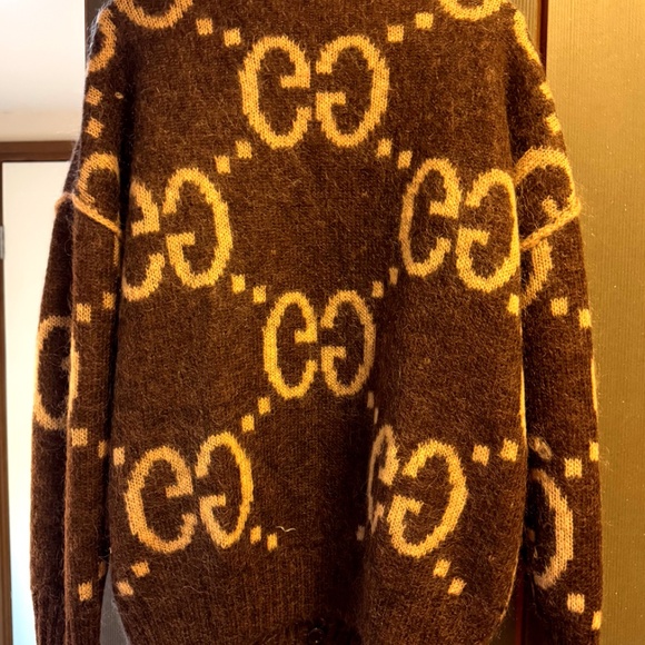 Gucci monogram GG reversible oversized jacquard mohair cardigan Small - Picture 4 of 10